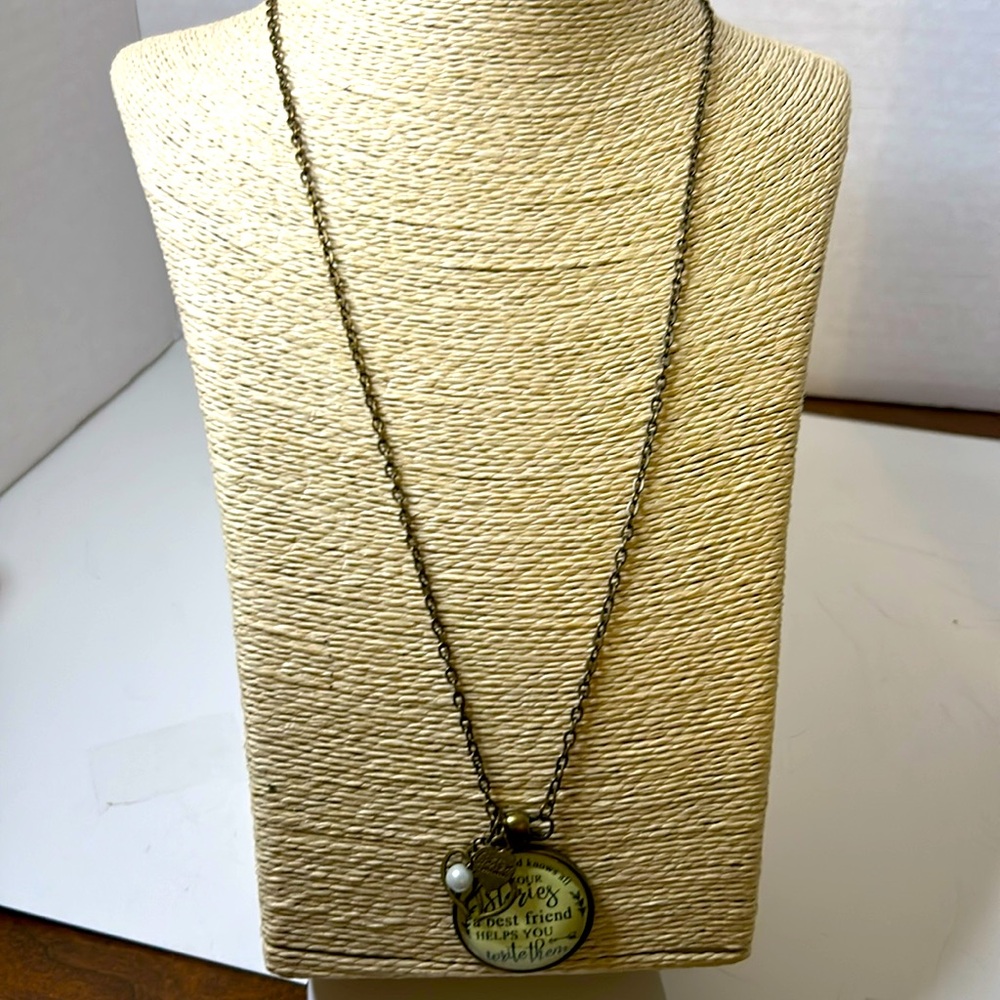 Gutsy Goodness friendship charm necklace brass tone cream boho - Picture 3 of 9